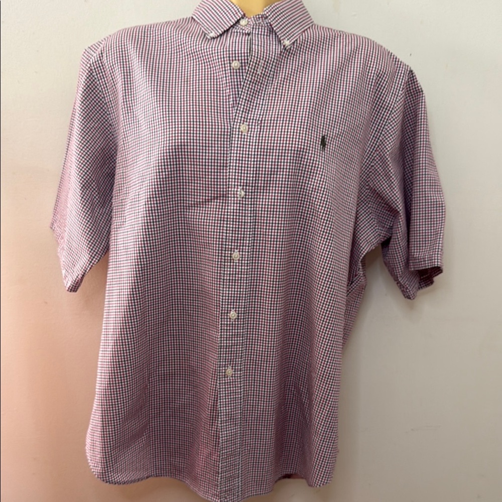Polo by Ralph Lauren Red and White Casual Button Down Shirt (men’s large)